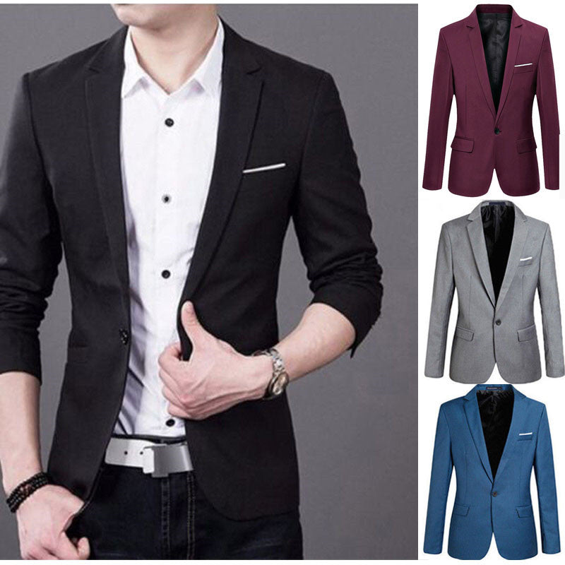 2019 New Korean Men Blazer Casual Slim Fit Office Suit Autumn Winter Jacket Coat Formal Masculina Blazer Men's Business Blazers