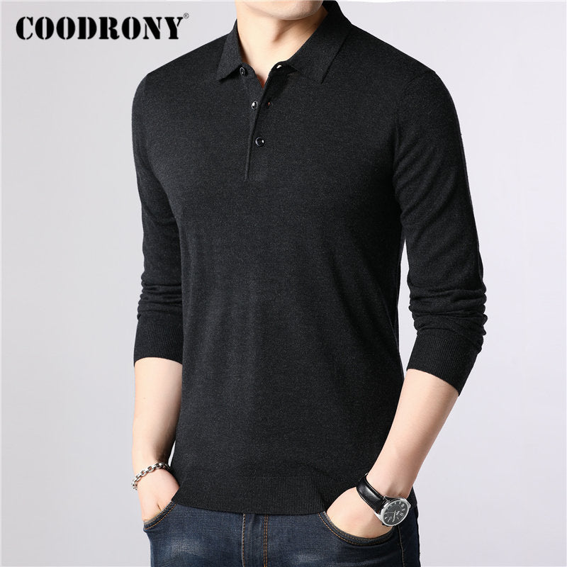 COODRONY Brand Sweater Men Classic Casual Turn-down Collar Pull Homme Cotton Wool Pullover Men Autumn Winter Soft Sweaters 91084