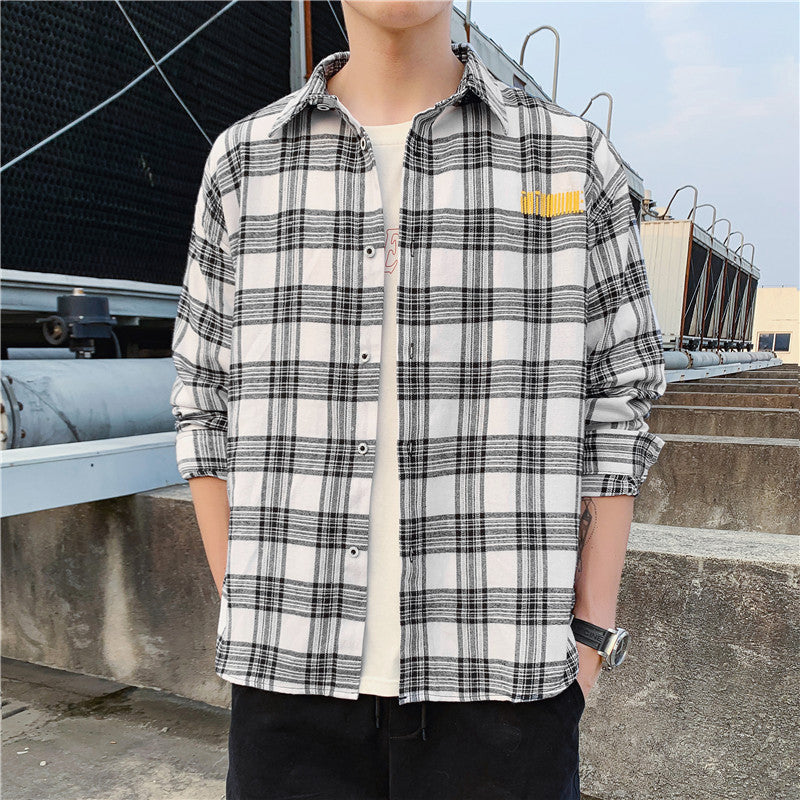 Men Long Sleeve Cotton Shirt Classical HipHop Casual Streetwear Autumn Spring camo plaid checked striped dress shirt mens hombre