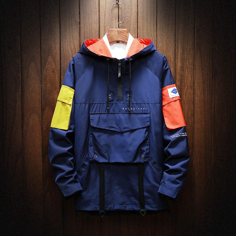 Mens Anorak Jackets 2019 Men Hip-Hop Outwear Autumn Fashion Hit Color Patchwork Casual Streetwear Male Jackette Outdoor Coat